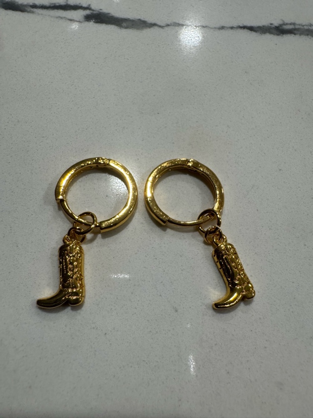 Gold Cowboy Boot Hoop Earrings - Women Jewelry